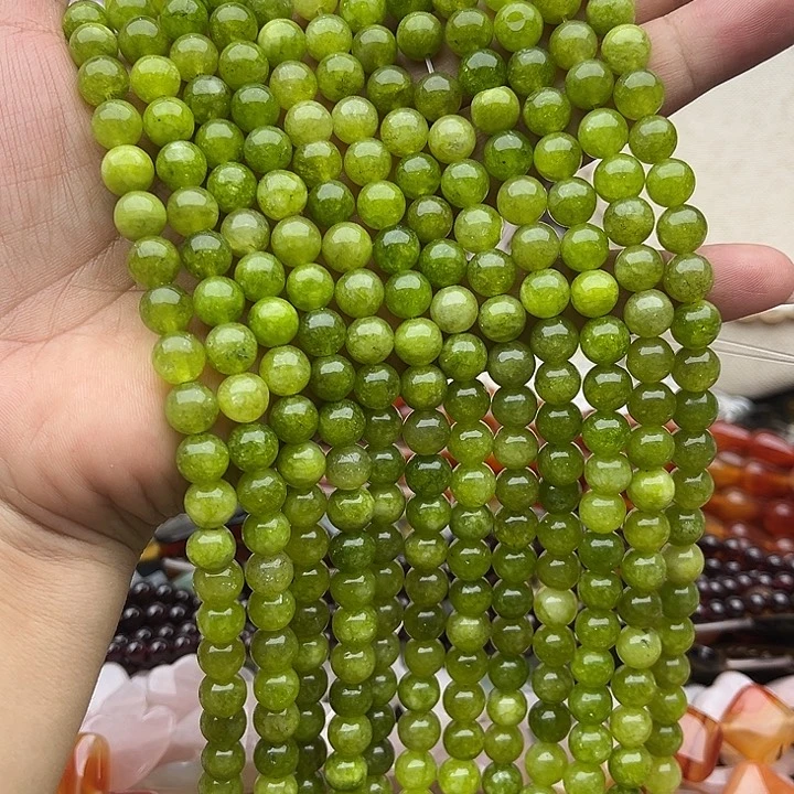 玛瑙/玉髓未镶嵌珠宝半成品一条8mm橄榄石