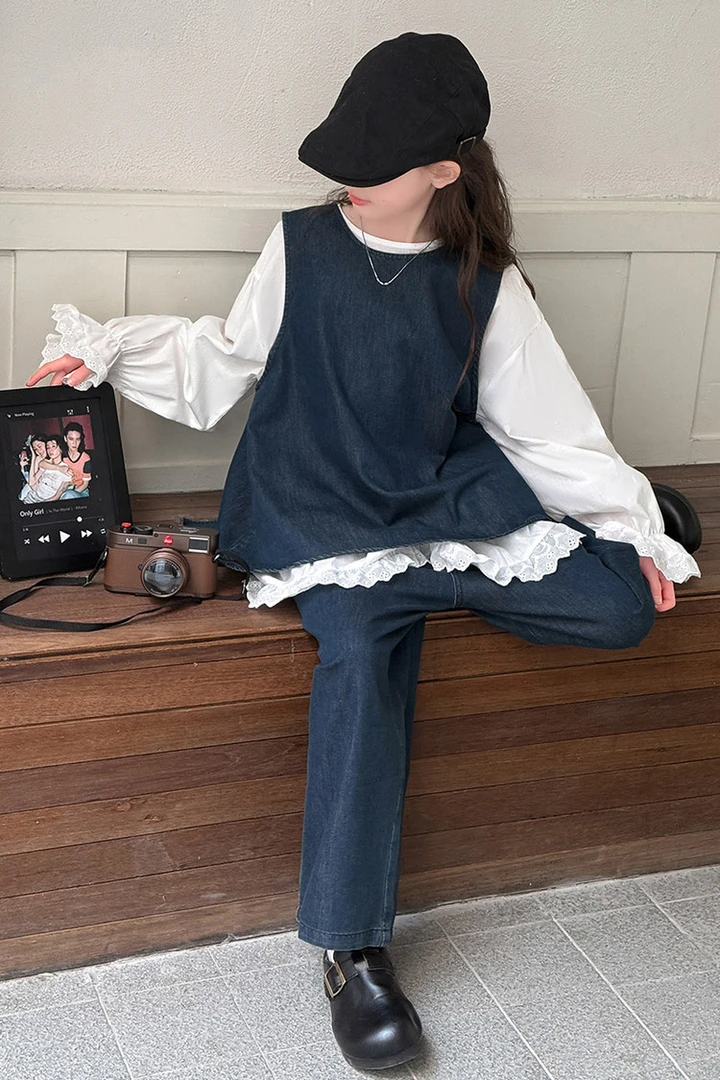 童小乖牛仔马甲三件套