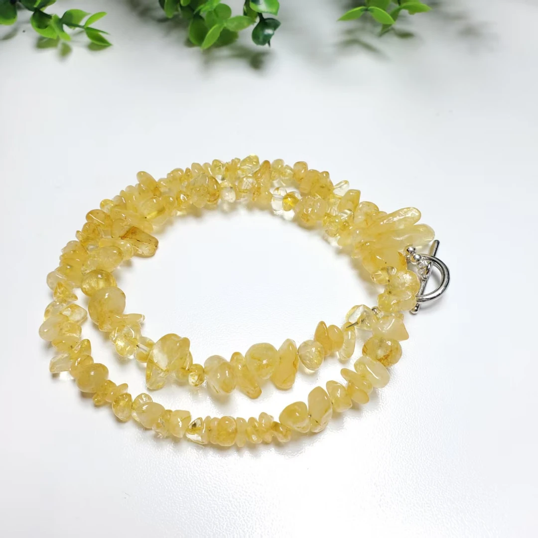 Q112【赵小姐】时尚百搭黄水晶碎石项链 项链多样性发其一