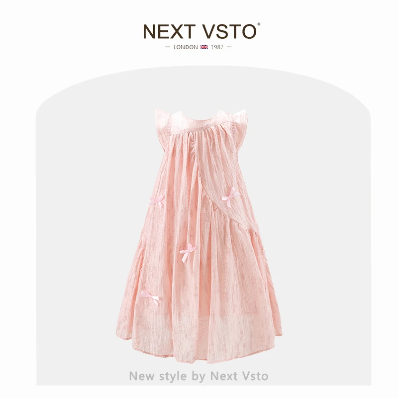 英国NEXT VSTO女童连衣裙夏季新款洋气小女孩薄款雪纺背心公主裙