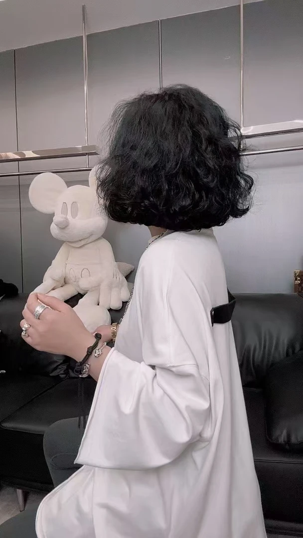 JVM秋季新款宽松纯色简约风织袋女纯棉T恤23060