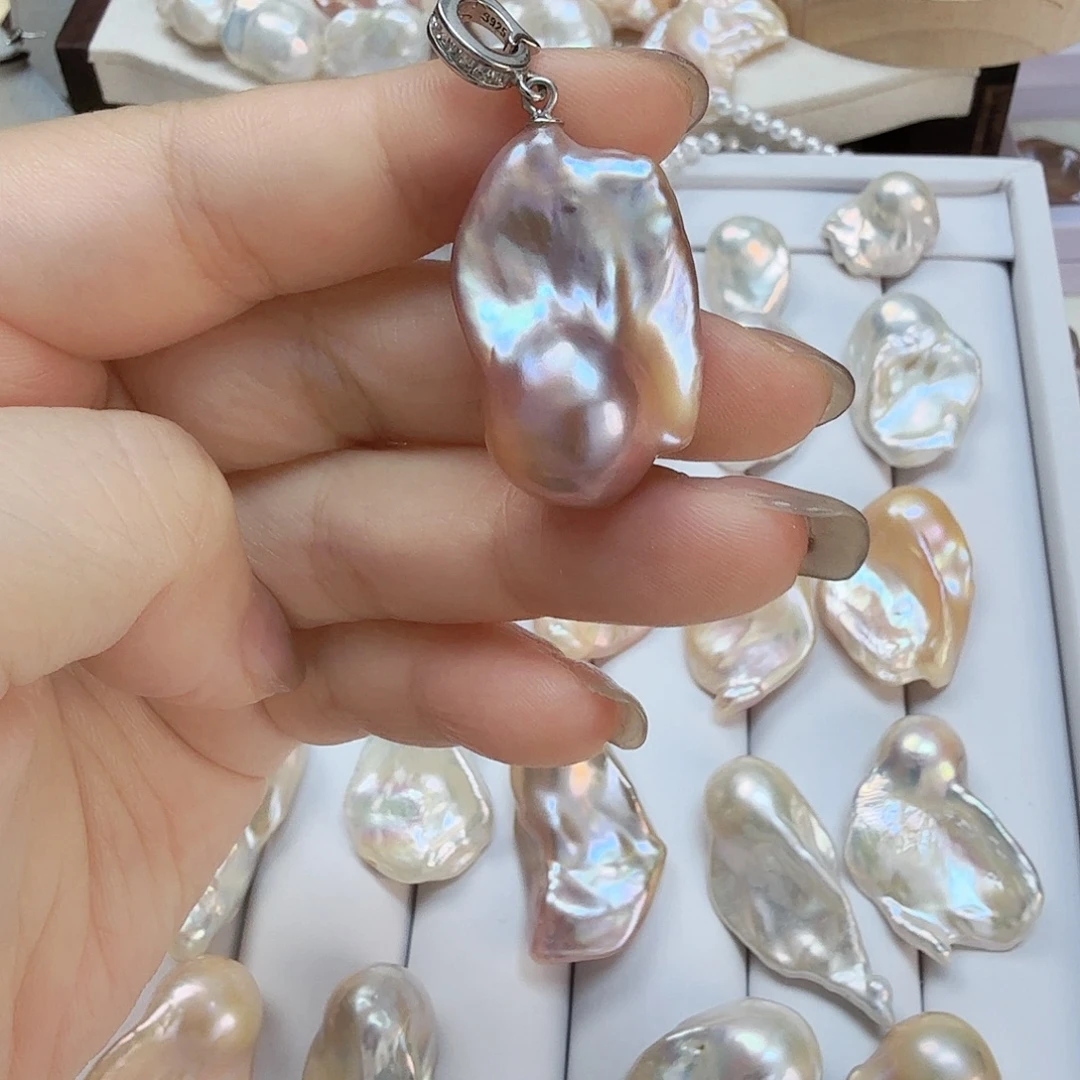 吊坠(不含链)银S925镶嵌淡水珍珠