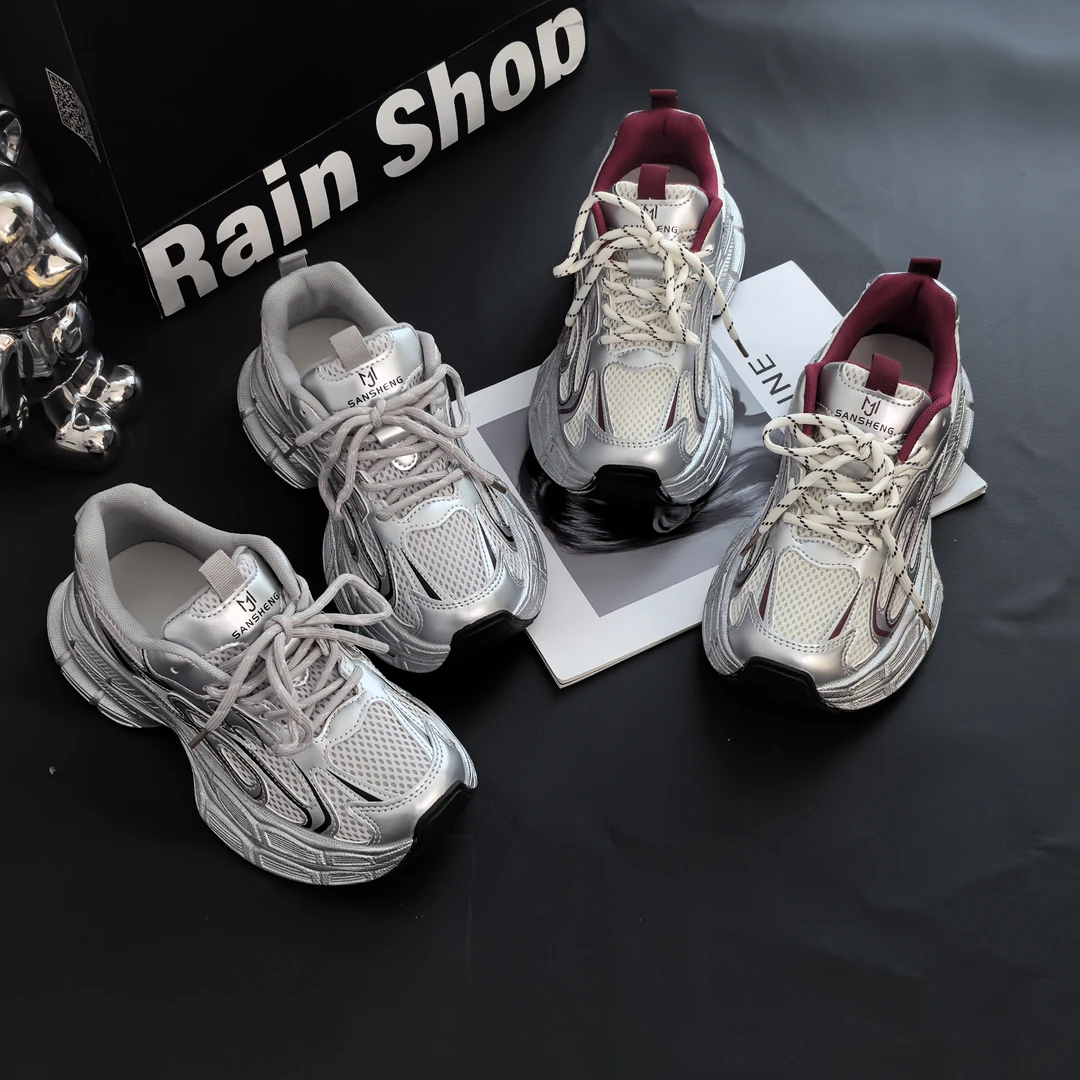 【FJ】2025新款女款高级网红厚底增高时尚百搭运动鞋老爹鞋