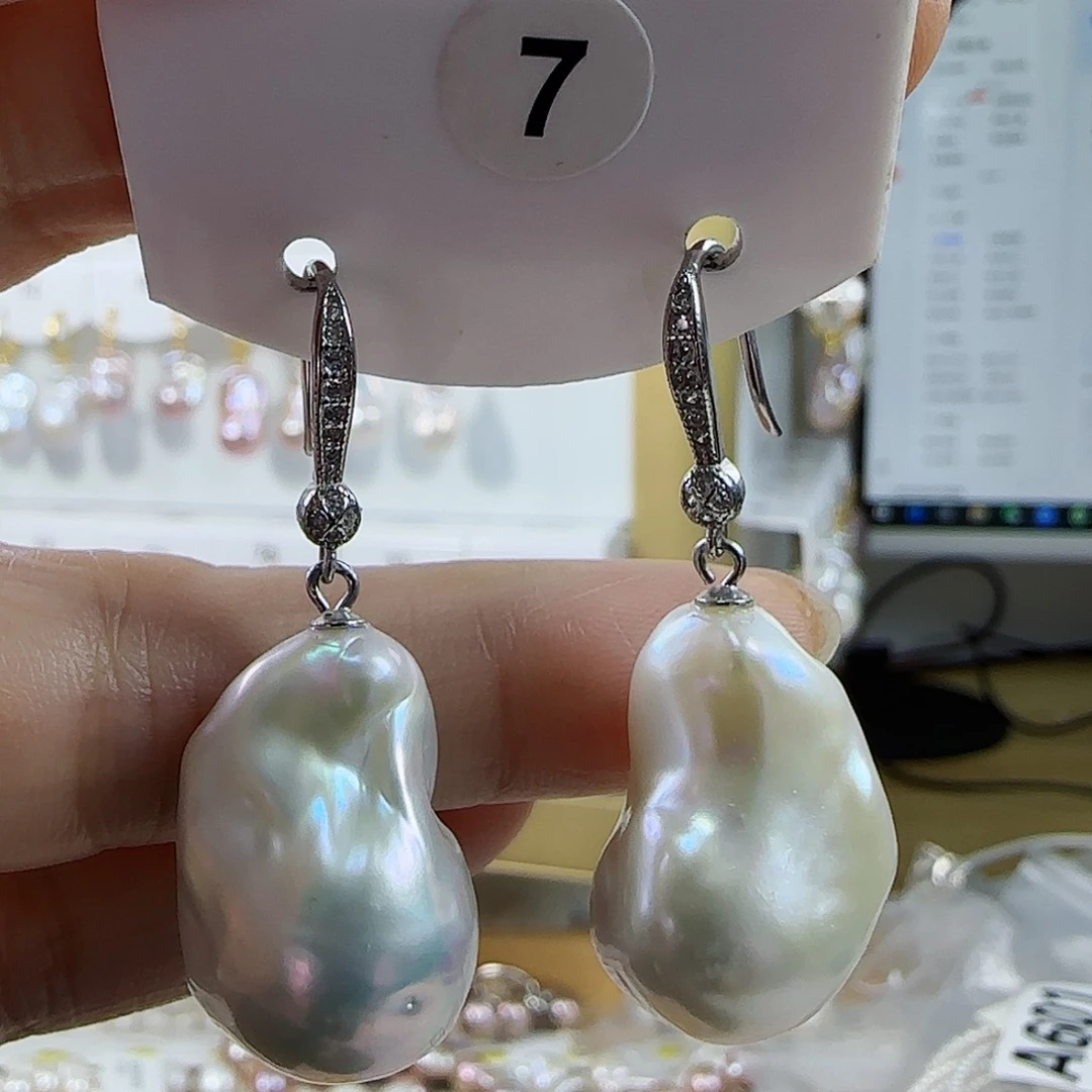 淡水珍珠耳坠（特价有瑕）银S925镶嵌