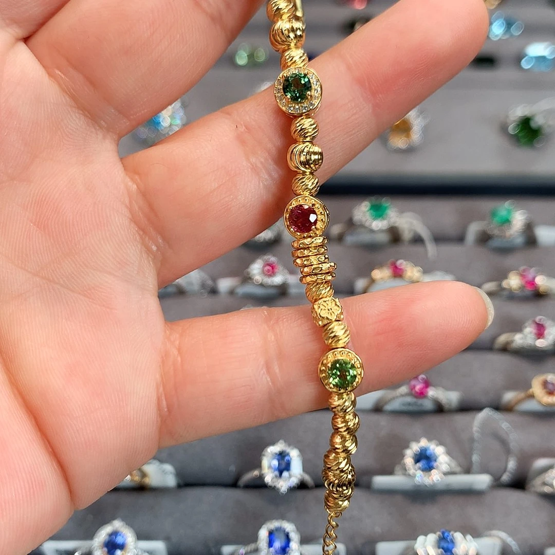 银S925镶嵌手链碧玺