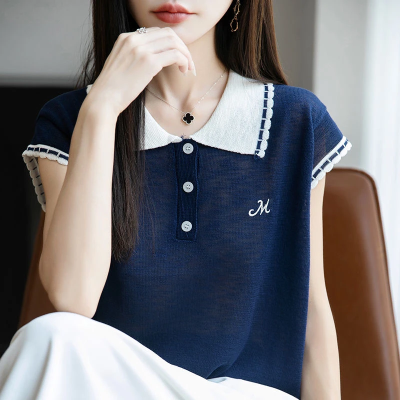 女王家 显瘦冰丝百搭上衣