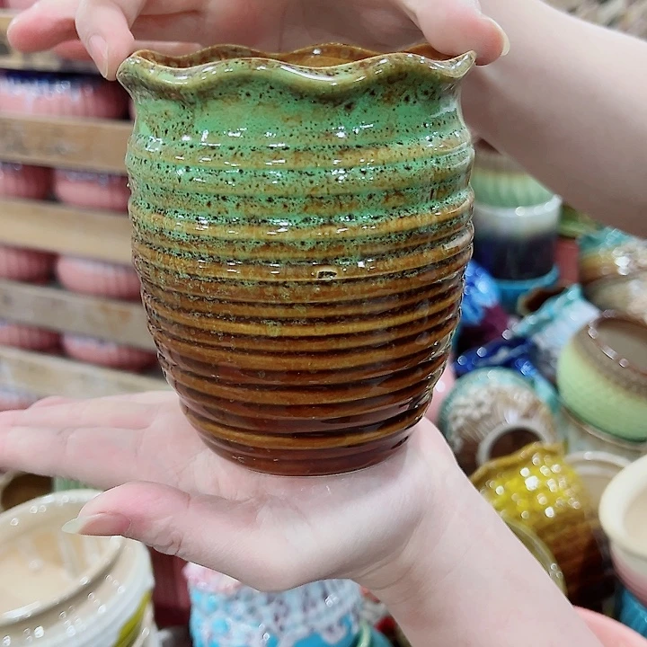 有孔，凑单福利满10元发货陶瓷多肉花盆！
