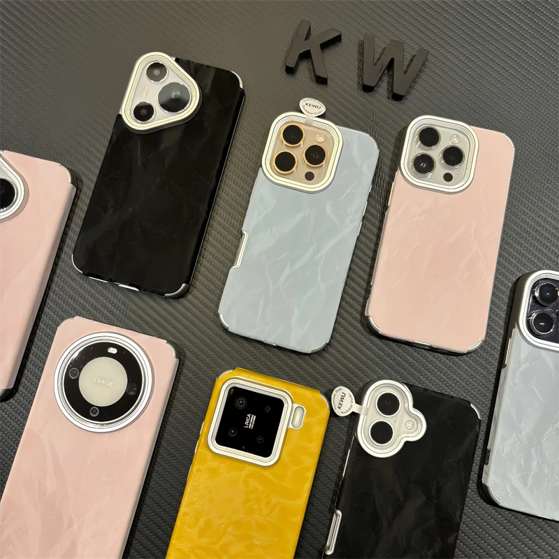 欧克里里纯色贴皮雪山纹适用苹果17手机壳iPhone16华为vivoppo小