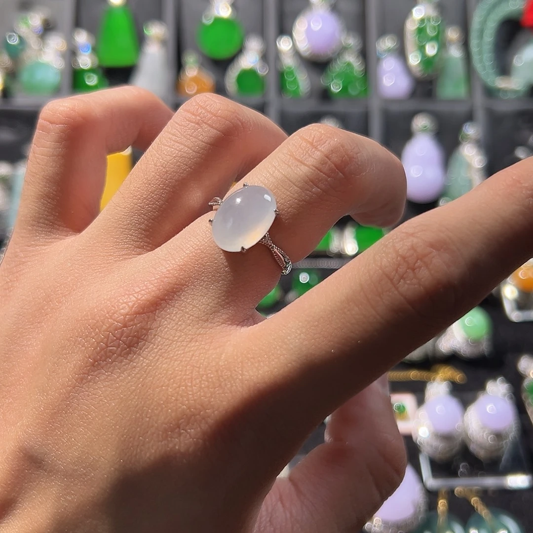 翡翠银S925镶嵌戒指戒指