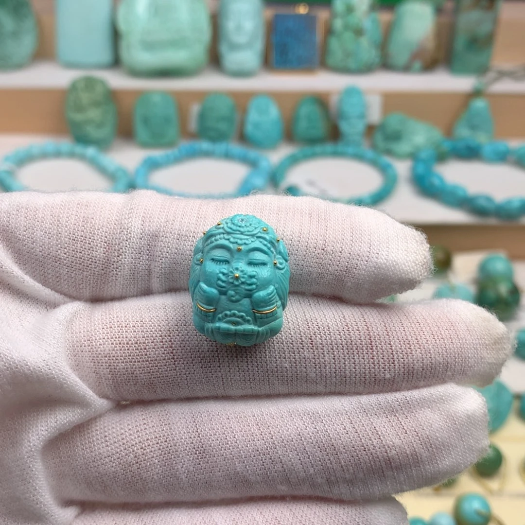 未镶嵌绿松石珠宝奇石15.8mm