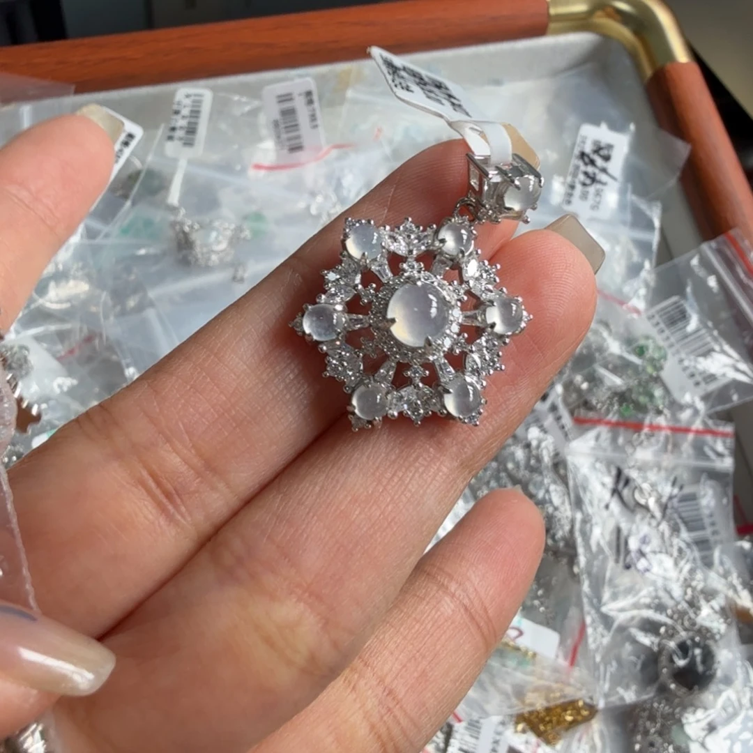 翡翠银S925镶嵌手链吊坠