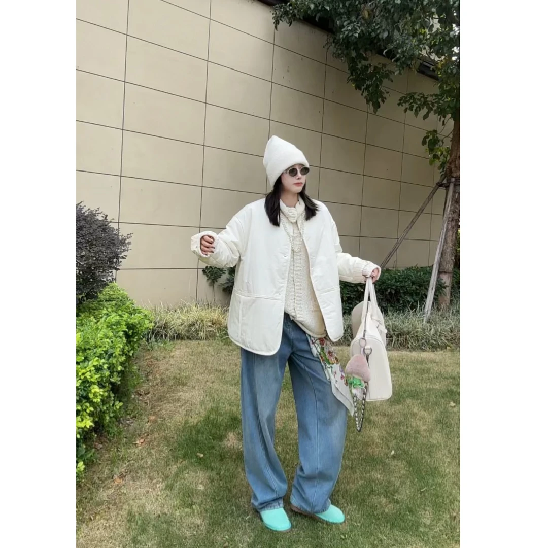 02903高级感超好看宽松慵懒风日系派克棉服女冬季设计感开衫外套