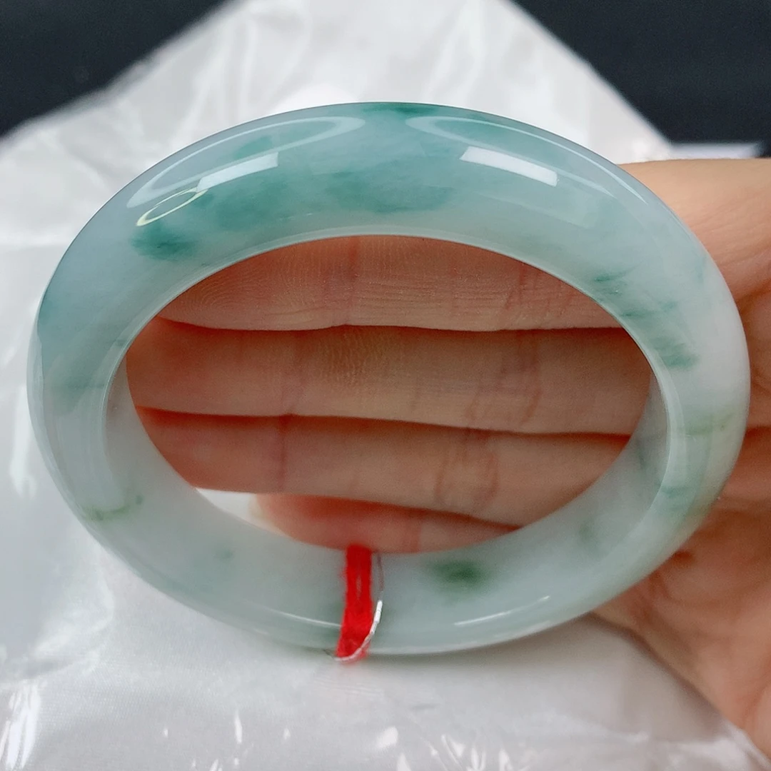 未镶嵌手镯翡翠56正圈，小飘花完整，05