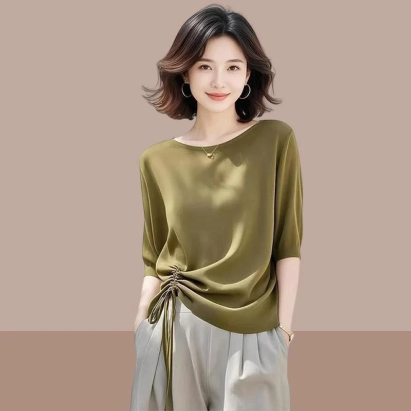 香朵儿休闲打底设计感正肩短袖女2025夏季新款小众百搭显瘦T恤女