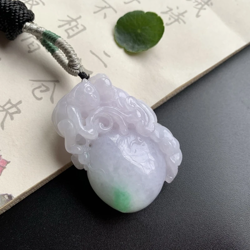 缅甸翡翠吊坠《福寿康宁》S54