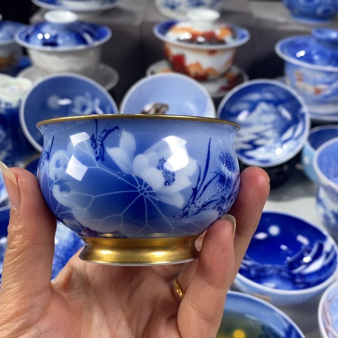 青花荷花主人杯杯