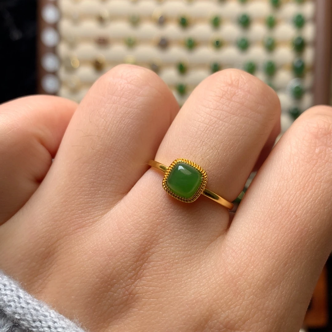 和田玉银S925镶嵌戒指