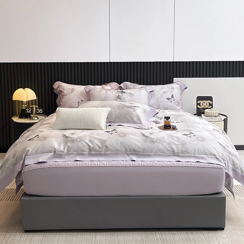 【高定款】夏季天丝棉床笠四件套数码印花长绒棉夹棉床笠款防滑田园