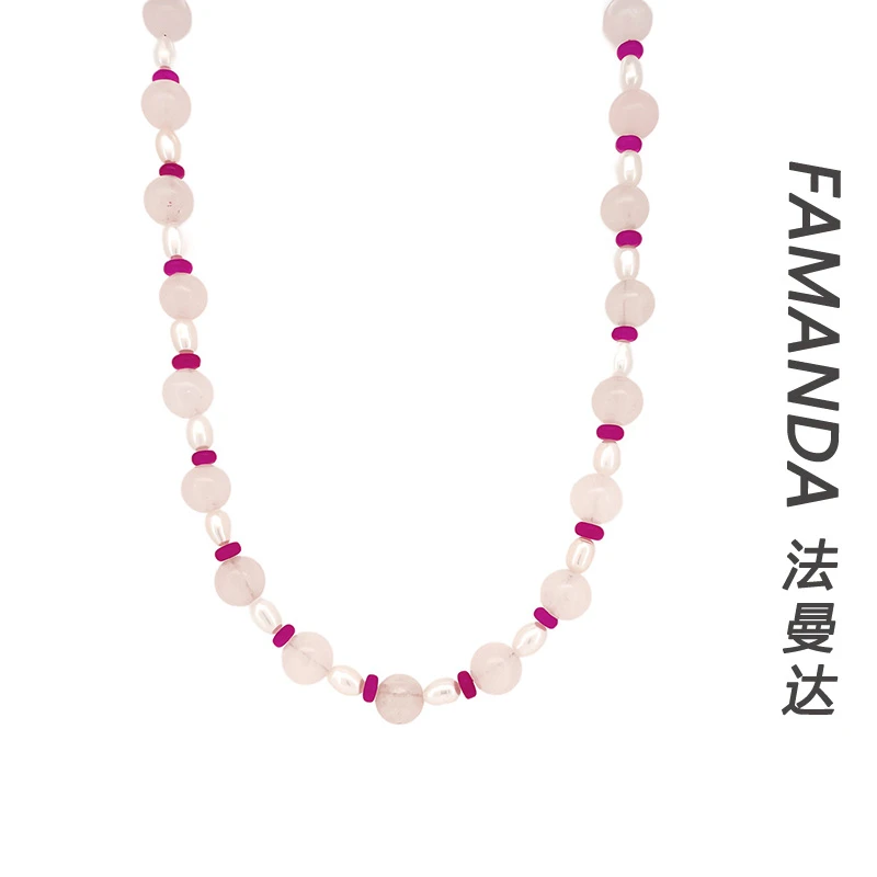 法曼达 铜合金亚克力项链 【仙粉项链】甜美几何时尚女轻奢首饰小众