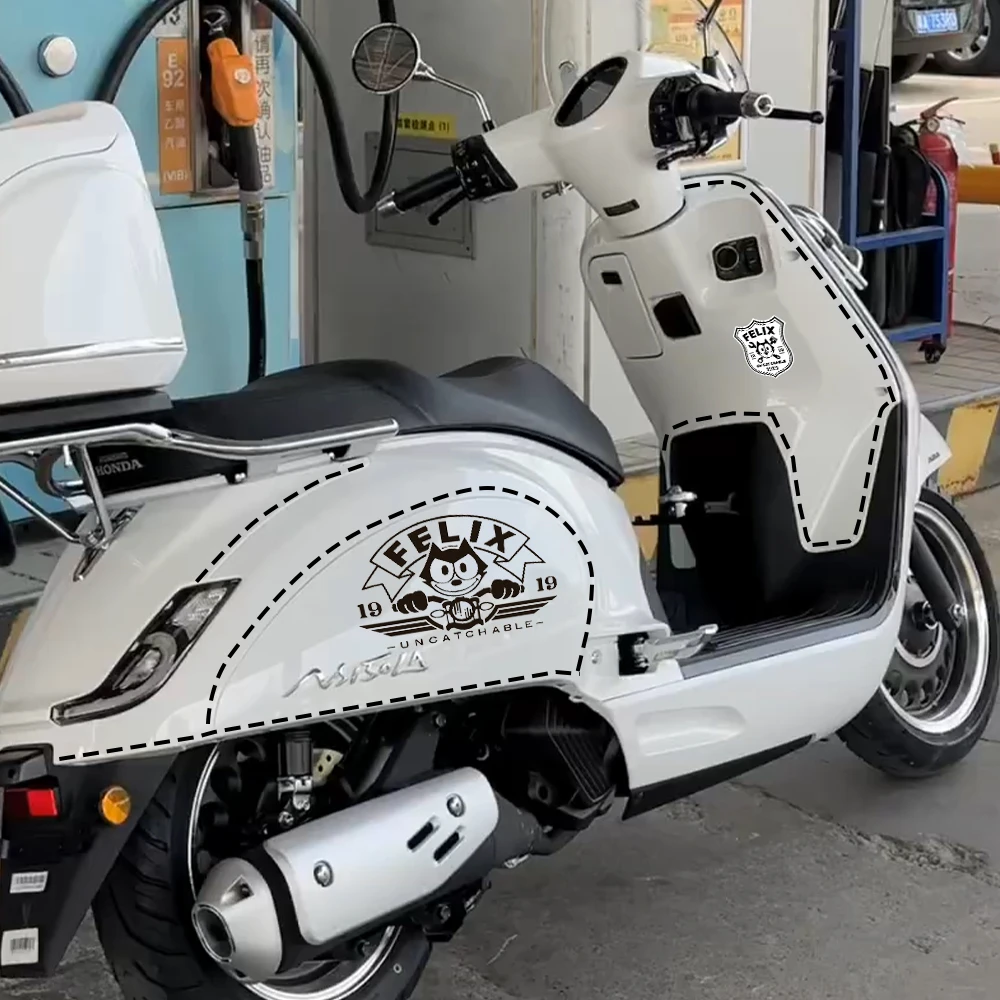 适用新大洲本田NS150LA菲利克斯猫卡通贴纸车身防撞贴装饰水杯架