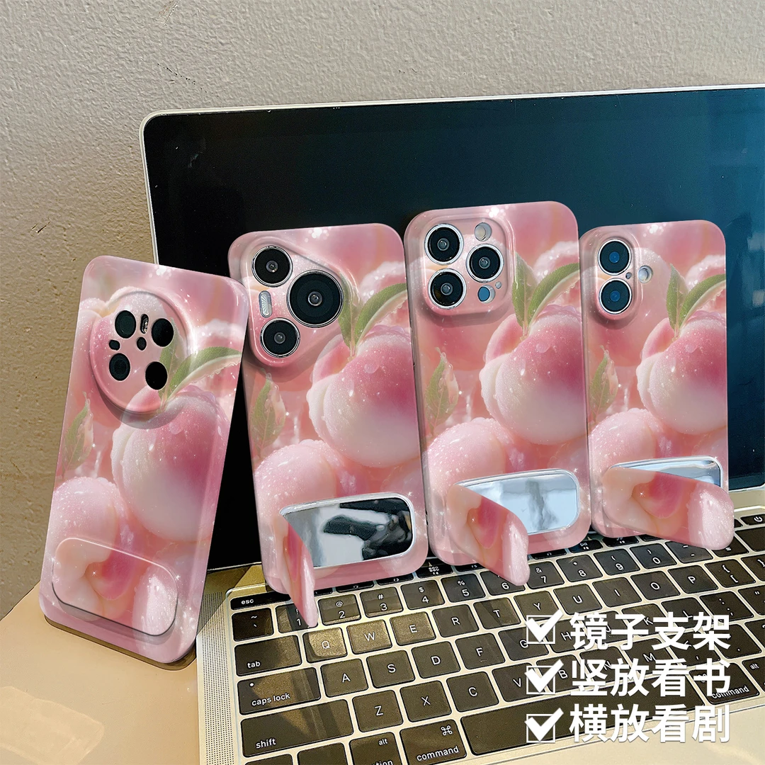 桃子粉适用苹果菲林手机壳华为vivo小米oppo荣耀全包防摔保护套