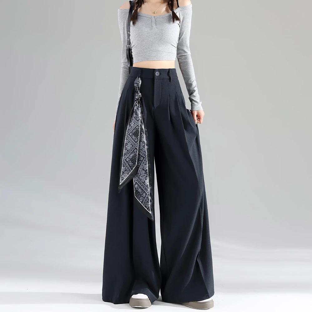 阔腿裤女秋季显瘦垂坠感高级感西裤拖地长裤小个子宽松直筒休闲裤