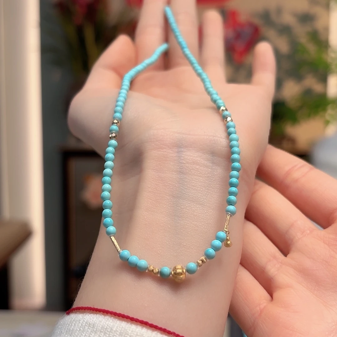 绿松石22K金镶嵌颈饰