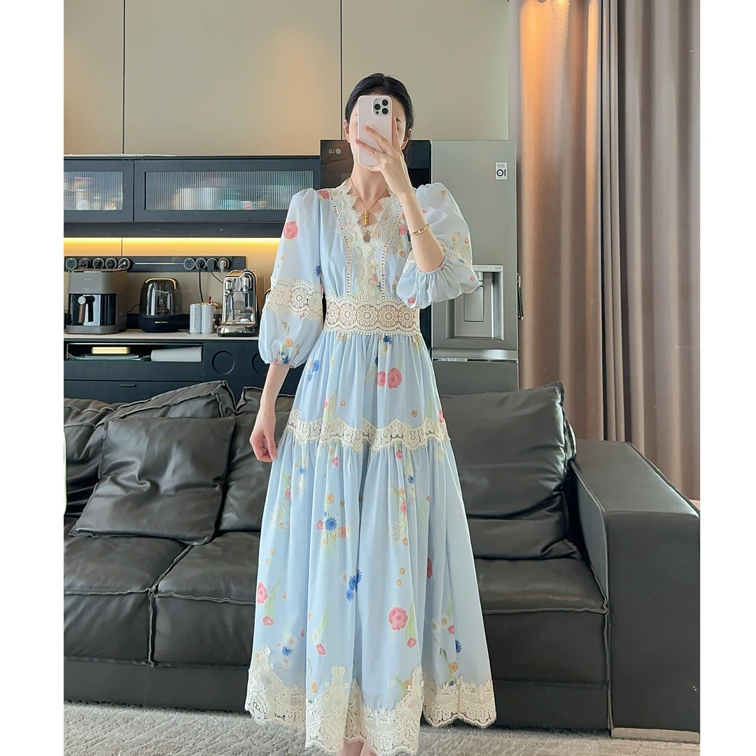 Zwinnie/詹维尼【蓝梦岛】重工款法式收腰仙气连衣裙 GJE202503