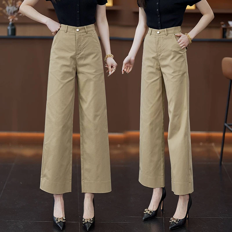 2025新款夏季薄款天丝棉直筒裤女高腰显瘦宽松垂感窄版阔腿裤子