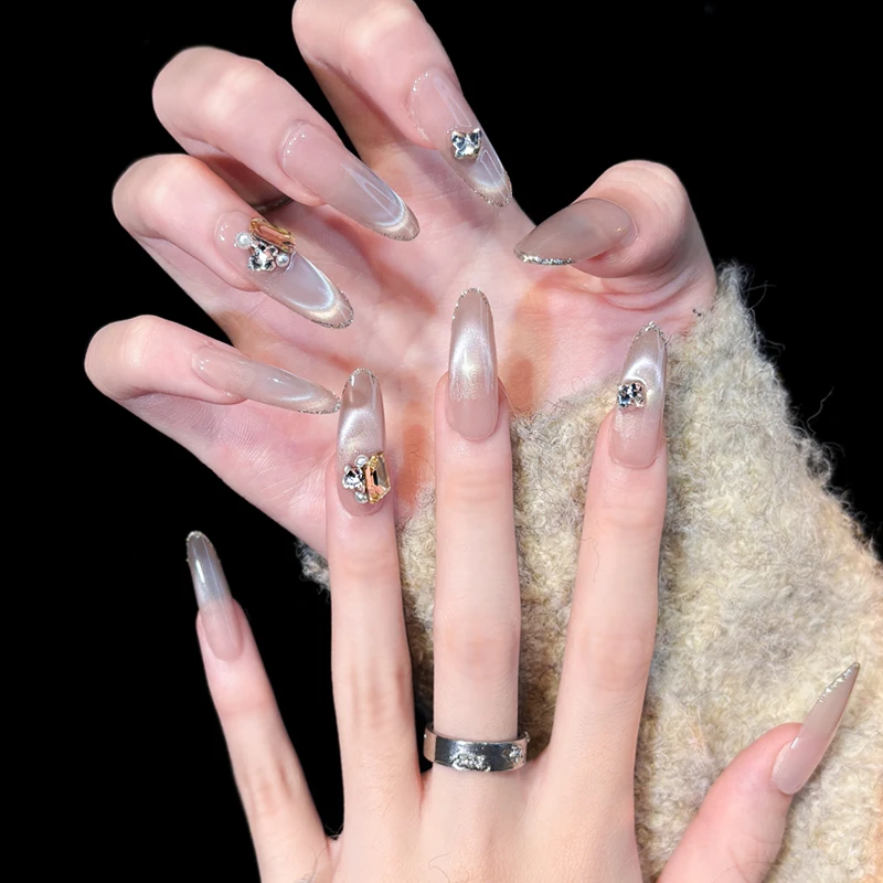 【冰晶】春夏款装饰显白不伤本甲纯手工穿戴甲