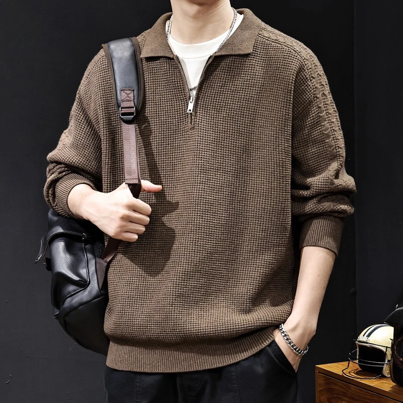 U&PURA拉链polo翻领针织衫毛衣男宽松大码休闲秋冬2025新款卫衣