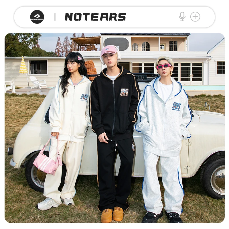 NOTEARS/没有眼泪 2025美式潮流休闲连帽卫衣套装情侣同款TZ52
