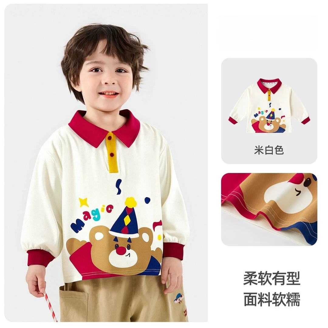 儿童polo领长袖男童T恤宝宝秋季上衣打底衫衣服女童秋装潮T005