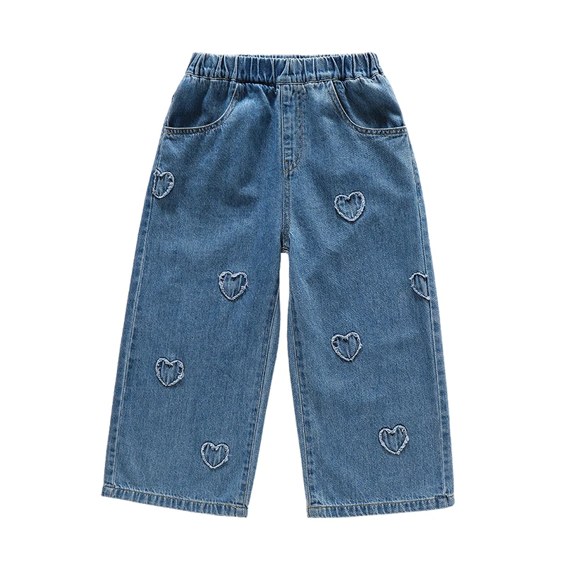 秋季新品女童牛仔裤春秋款25新款儿童洋气阔腿裤女宝宝直筒长裤子