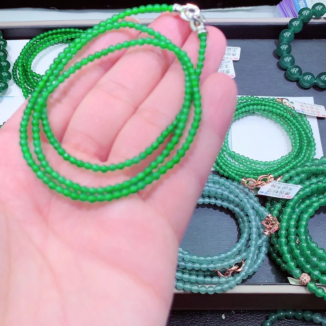 翡翠手链未镶嵌茜*儿天然翡翠手链未镶嵌