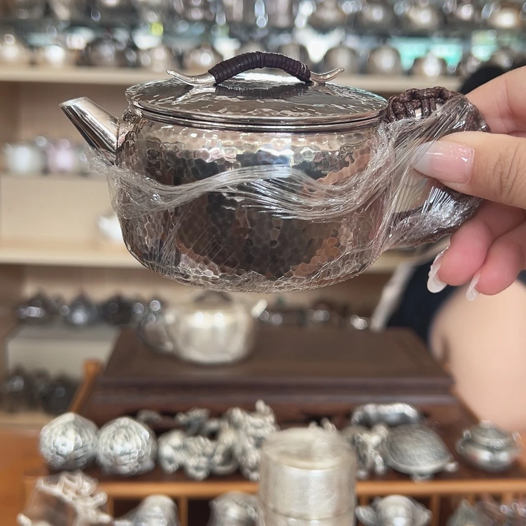 茶盏足银999汉瓦泡茶壶