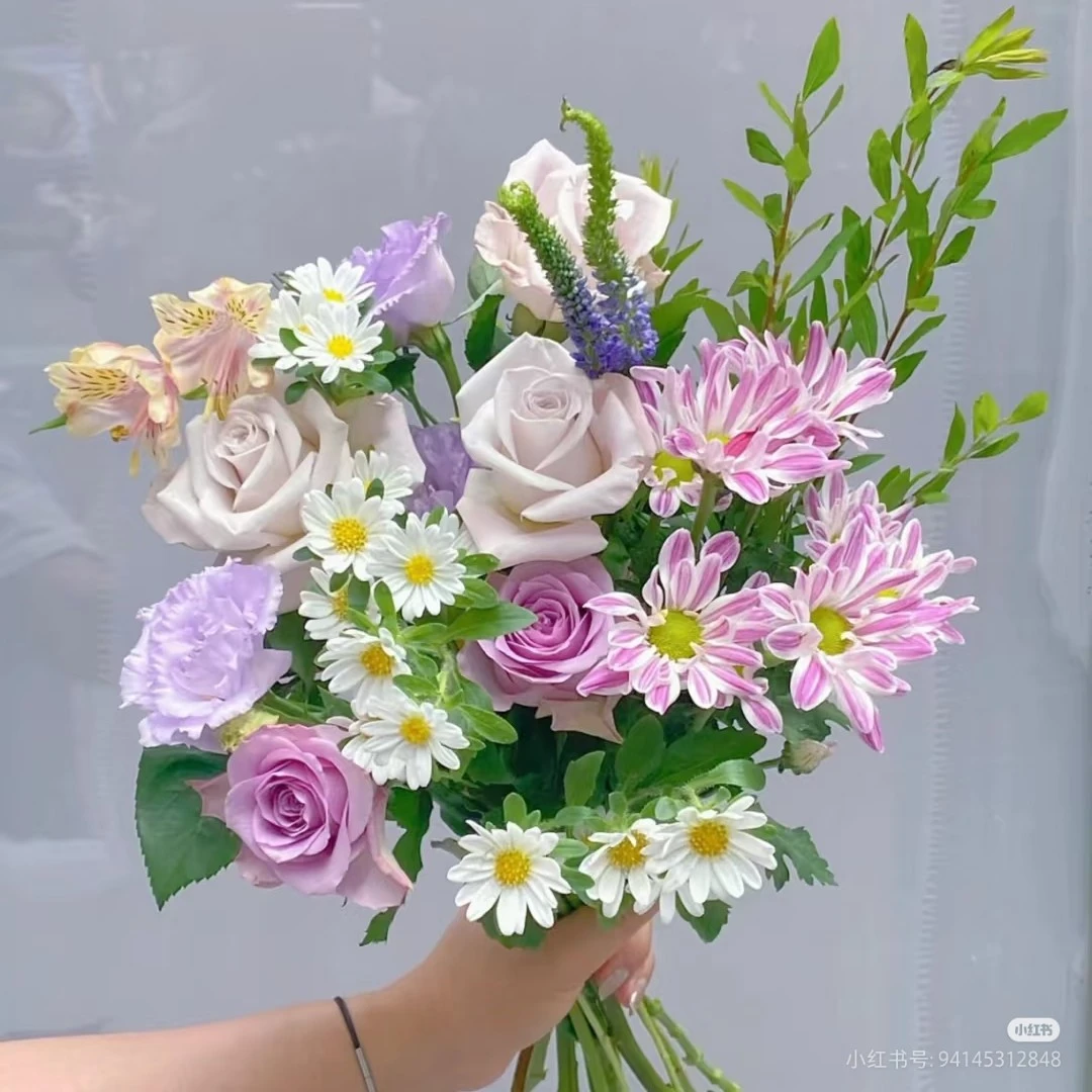 紫色系海洋之歌小雏菊混搭花束