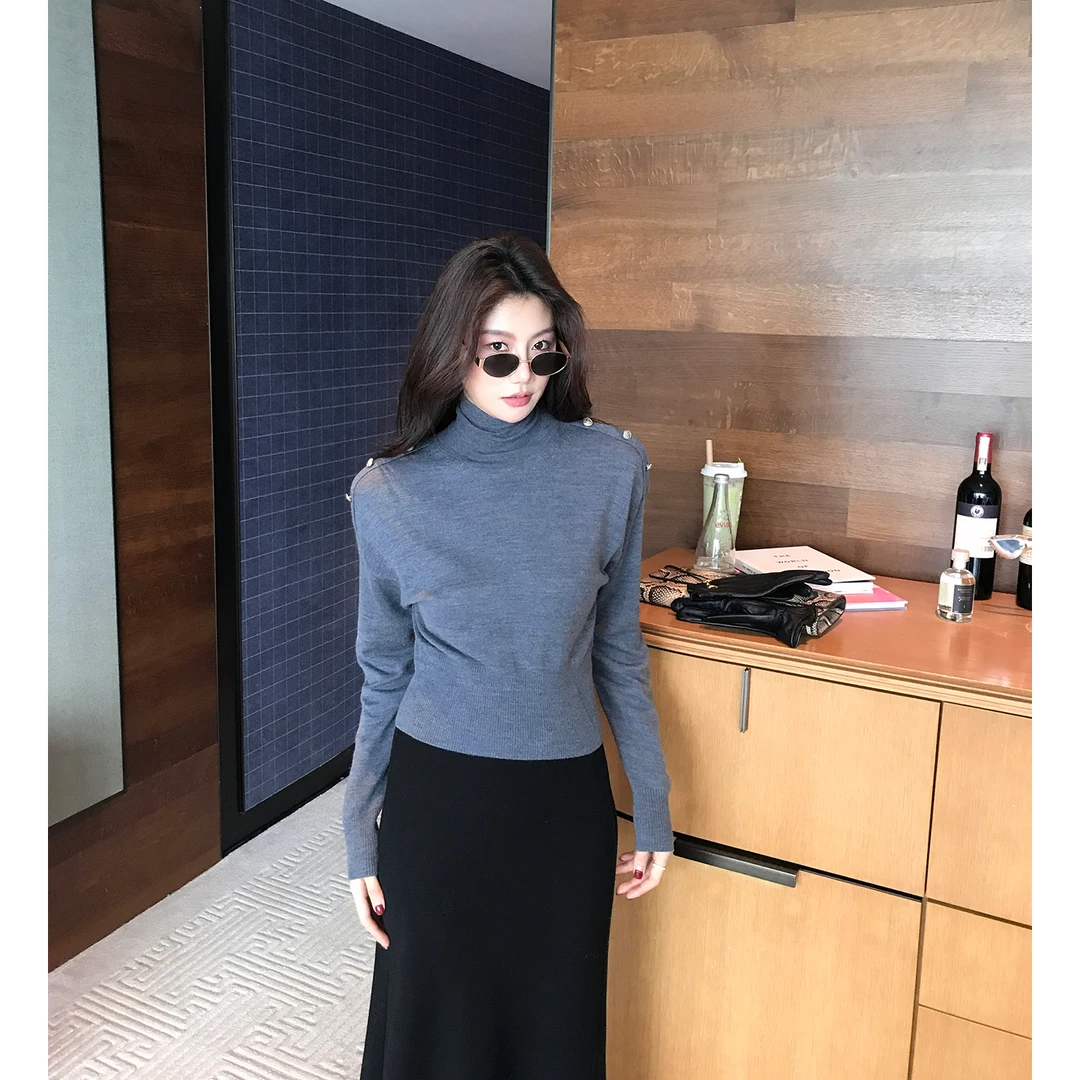 【ALONESAVOR】龍喜儿 简雾 高领美丽诺极细羊毛针织衫D010