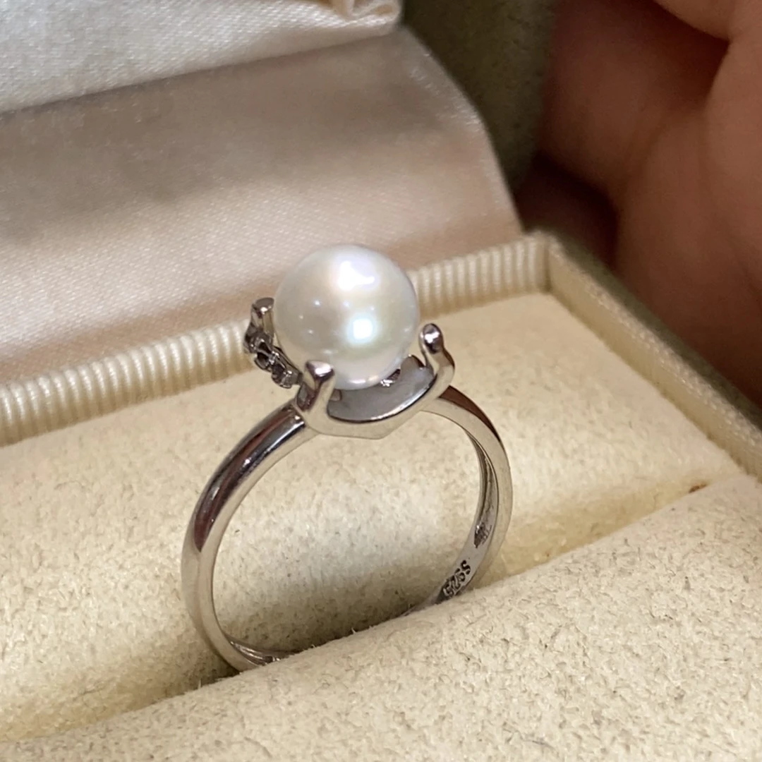 淡水珍珠戒指银S925镶嵌