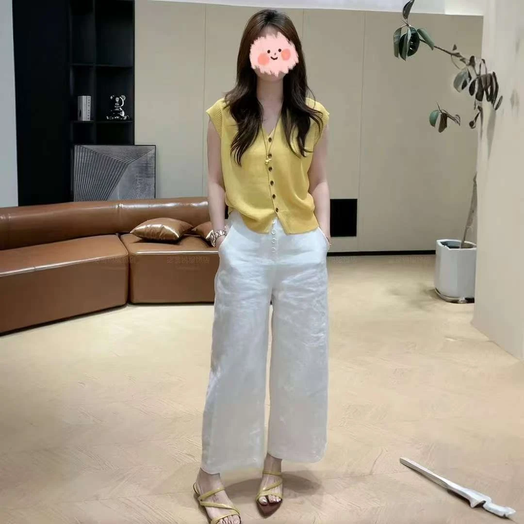 【裸感氧气裤】2025夏季新款阔腿裤麻皱感棉长裤【165以下小个子】