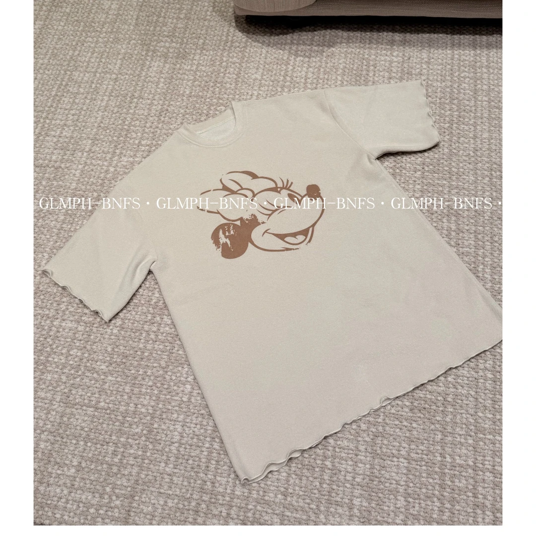 GLMPH-BNFS【可爱米妮】卡通动漫印花厚款宽松圆领短袖毛巾T-1354