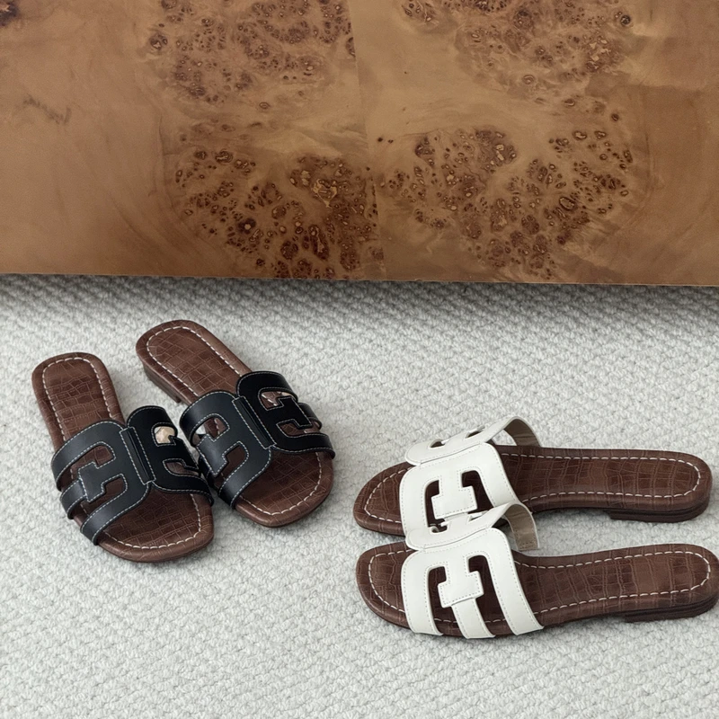 【rarer rarer】25SS夏季两色SAM平底牛皮凉拖鞋 2505040