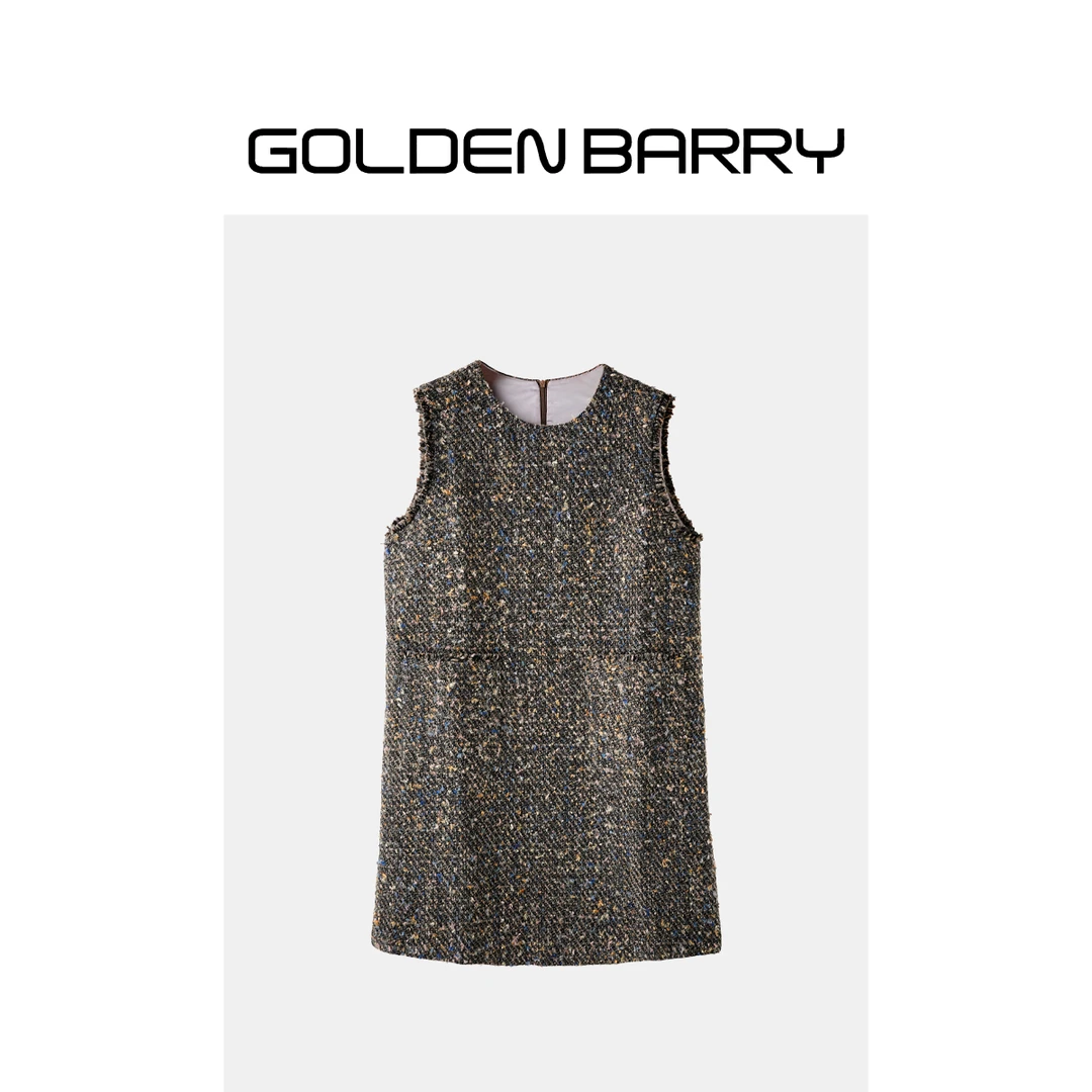 GOLDENBARRY小香风轻奢无袖连衣裙307095