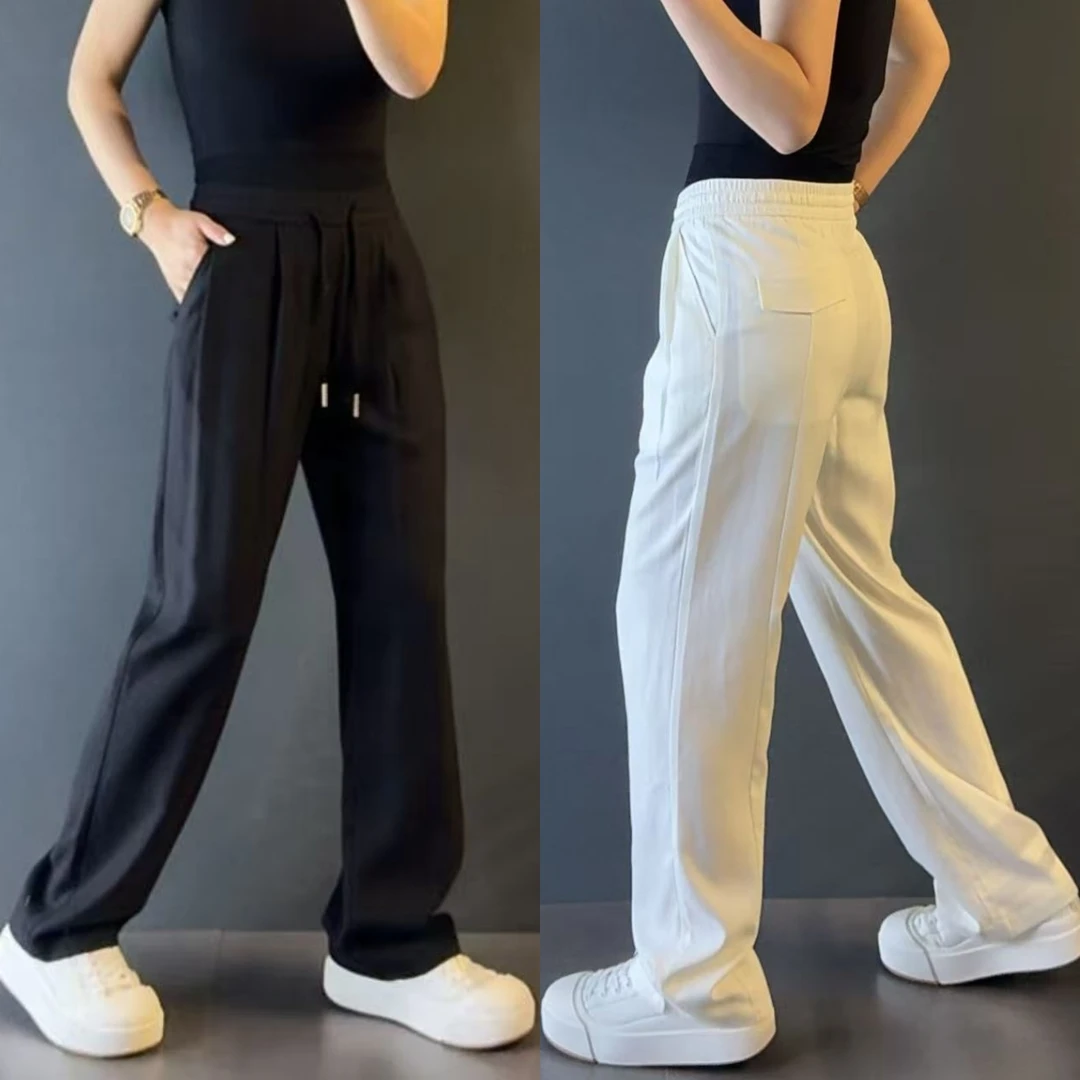 帝罗依男士天丝亚麻阔腿休闲裤9008秋冬款男装皱感天丝麻休闲裤