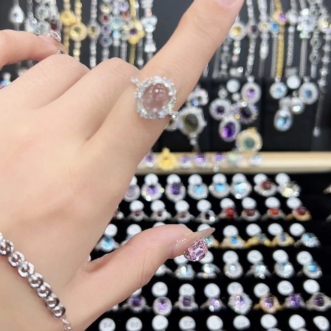 紫晶戒指银S925镶嵌天然