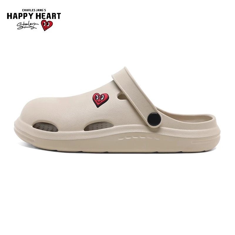 查尔斯桃心2025新款情侣外穿轻便透气包头洞洞鞋两穿厚底凉拖鞋