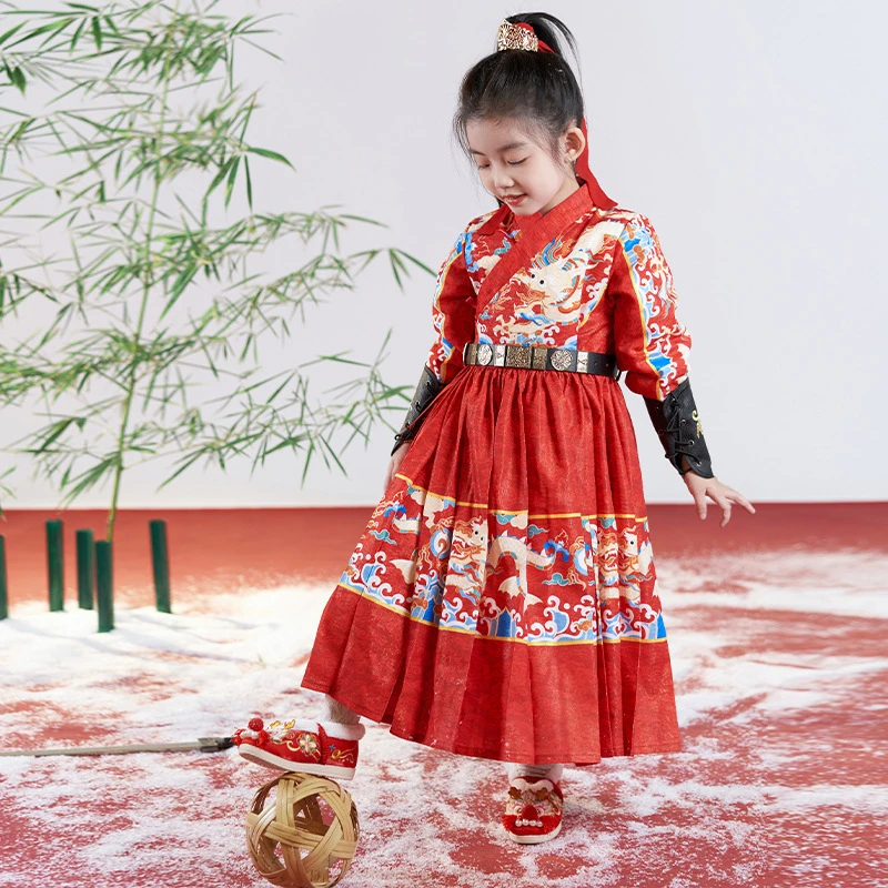 【飞鱼服】明制男童汉服元旦节儿童古装男孩中国风汉服表演武侠套装