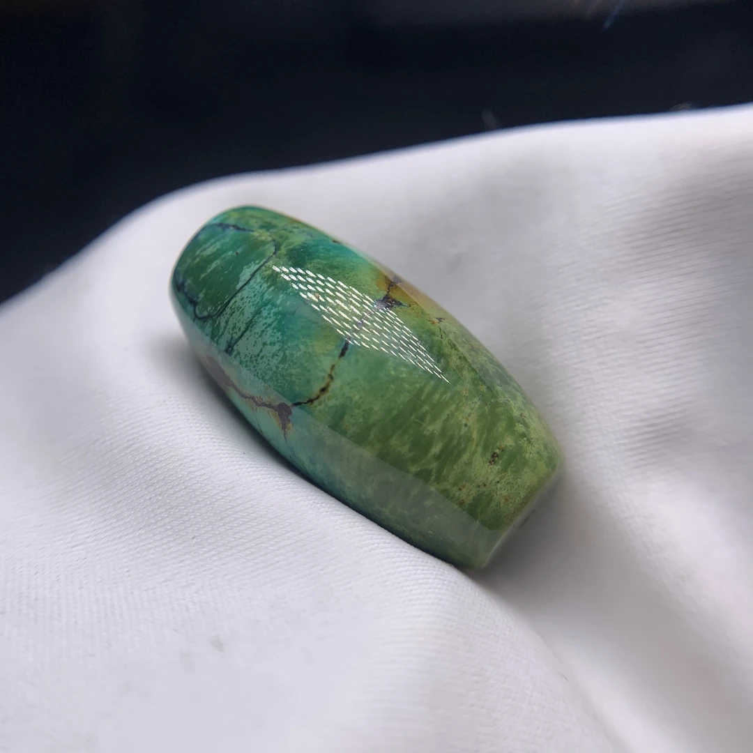 纯天然原矿绿松石桶珠锁骨珠