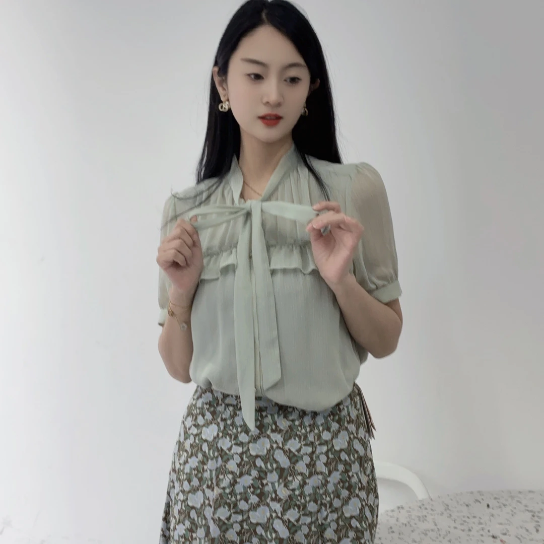 高斯雪岚【夏季新品】百搭可爱风显瘦衬衫女24219781