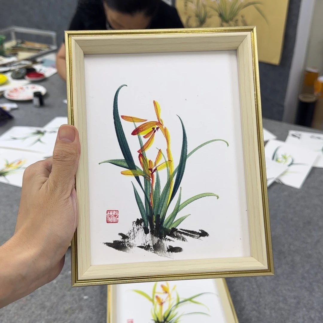 国画国画立体兰花作品